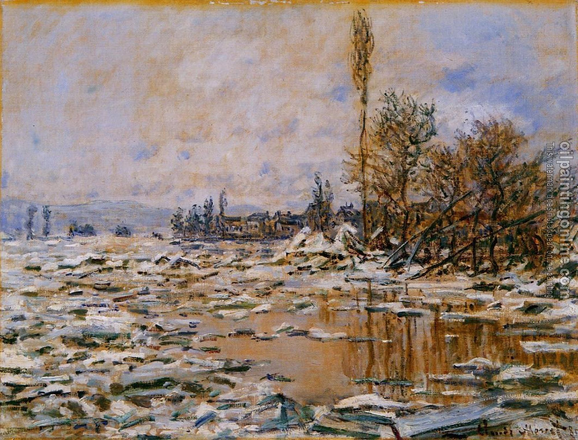 Monet, Claude Oscar - Breakup of Ice, Grey Weather